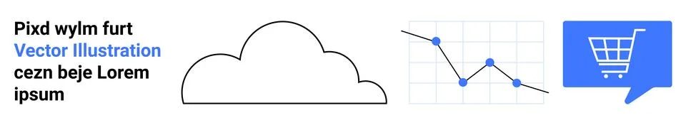 Cloud Storage, Data Analytics, and Online Shopping Concepts in Vector Format Illustrazione stock