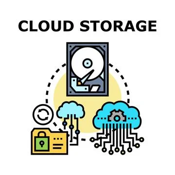 Cloud storage data backup and security concept Stock Illustration