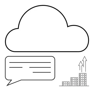 Cloud storage, data exchange, business growth, technology progress, analytics イラスト素材
