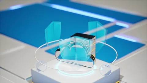 Cloud Storage Data Icon Rotating Blue Tech Pedestal Big Data Stock Footage 337815793