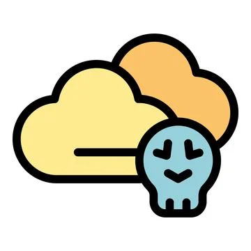Cloud storage data loss concept with skull and clouds icon Stock Illustration