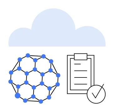 Cloud storage, data management, cybersecurity, network connectivity, digital  Illustrazione stock