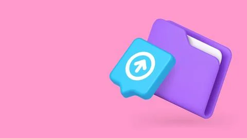 Cloud Storage Data Upload Folder 3d Vector Illustration Banner Template For W Stock Illustration