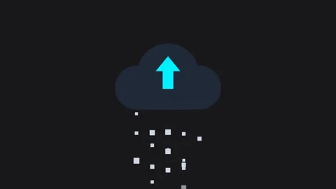 Cloud Storage Data Upload Sequence with Electric Cyan Arrow and Emerald Bea.. Video stock 348472694