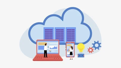Cloud storage Database server hosting administration Stock Footage 240297774