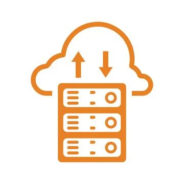 Cloud, storage, database, server icon.Orange vector graphic. Stock Illustration