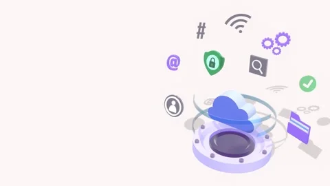 Cloud Storage, Database Technology Concept Animation With Copy Space. Stock Footage 287106750