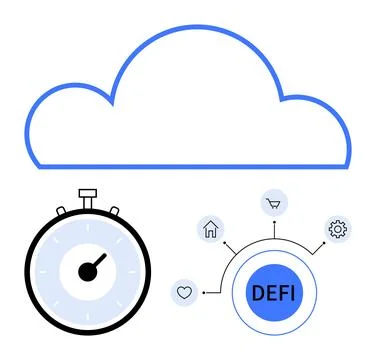 Cloud Storage with DeFi Integration and Timely Execution Symbolized by Stopwatch Stock Illustration