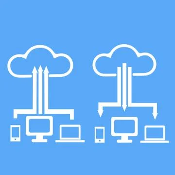 Cloud storage with different communication devices Stock Illustration