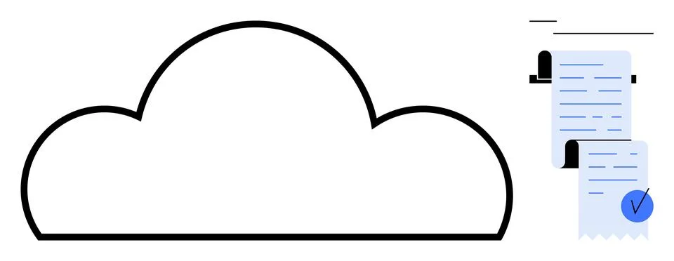 Cloud Storage with Document Management and Verification Symbols 스톡 일러스트