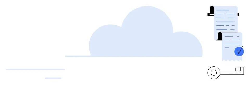 Cloud Storage with Document Security and Key Stockillustratie