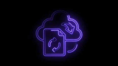 Cloud storage document synchronization purple neon outline effect animation Stock Footage 322974913