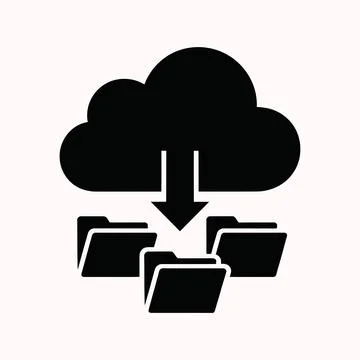 Cloud storage download icon featuring folder icons and directional arrow fo.. Ilustração Stock