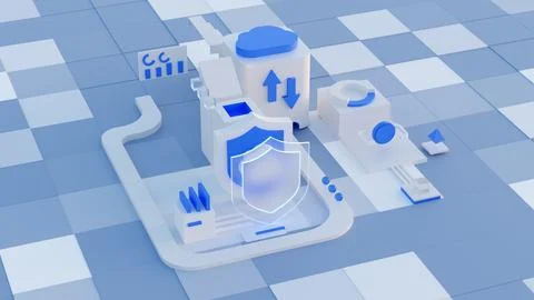 Cloud storage for downloading an isometric. A digital service or application  Stock Illustration