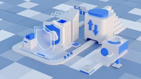 Cloud storage for downloading an isometric. A digital service or application  Stock Illustration