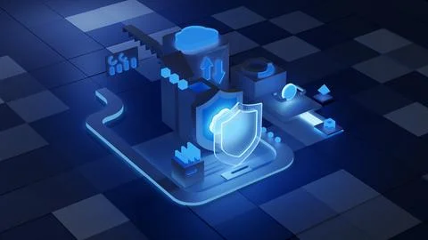 Cloud storage for downloading an isometric. A digital service or application  Stock Illustration