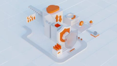 Cloud storage for downloading an isometric. A digital service or application  Stock Illustration