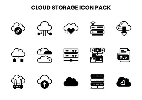 Cloud Storage DuoTone Bundle Icons Pack Stock Illustration