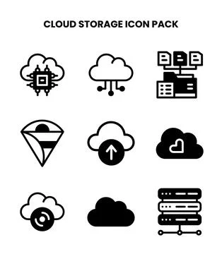 Cloud Storage DuoTone Collection Icons Pack Stock Illustration