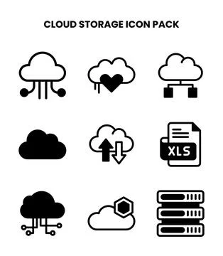 Cloud Storage DuoTone Collection Icons Pack Illustrazione stock
