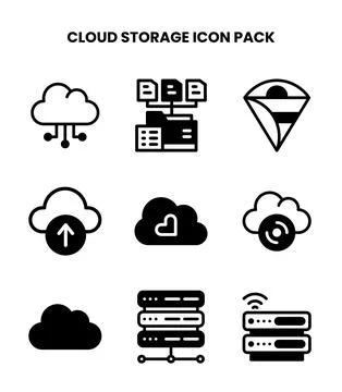 Cloud Storage DuoTone Graphics Icons Pack Stock Illustration