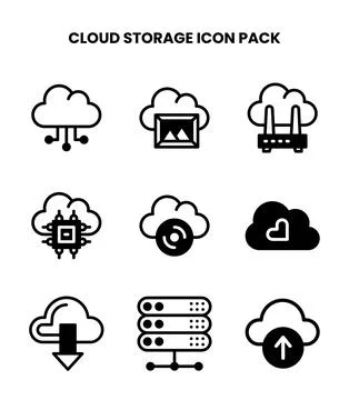 Cloud Storage DuoTone Set Icons Pack Stock Illustration