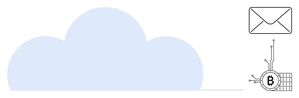 Cloud Storage with Email Notification and Cryptocurrency Integration Stock Illustration