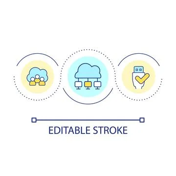 Cloud storage features loop concept icon Stock Illustration