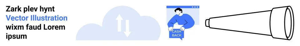 Cloud Storage, Feedback Form, and Megaphone Vector for Web UIUX Design 库存插图