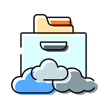 Cloud storage file folder computing network data icon Stock Illustration