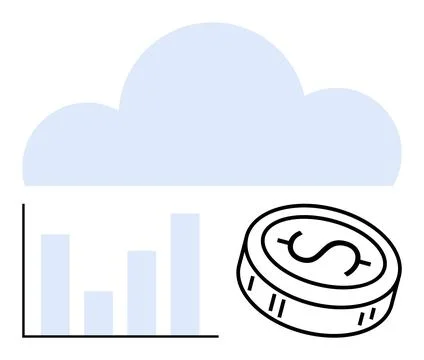 Cloud Storage with Financial Data Analysis Concept Represented by Cloud, Ba.. Stockillustratie