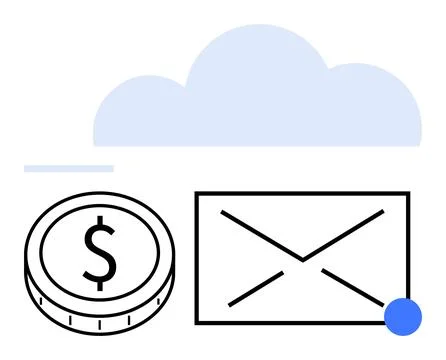Cloud Storage, Financial Transaction, and Mail Communication Symbols Stockillustratie