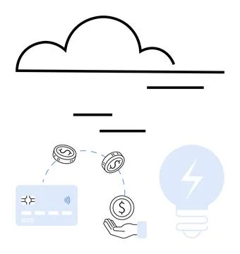 Cloud Storage for Financial Transactions and Digital Payment Solutions Stock Illustration