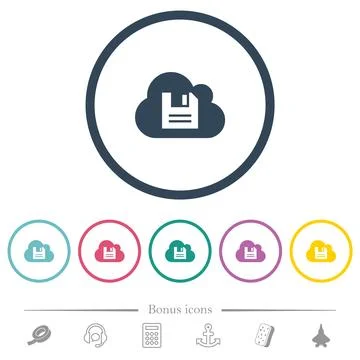 Cloud storage flat color icons in round outlines イラスト素材