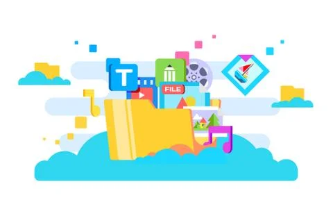 Cloud storage flat design Stock Illustration