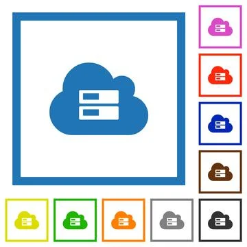 Cloud storage flat framed icons 스톡 일러스트