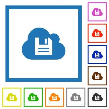 Cloud storage flat framed icons Stockillustratie