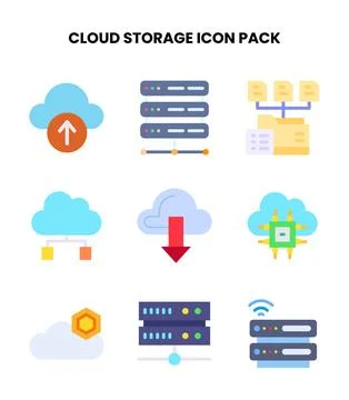 Cloud Storage Flat Graphics Icons Pack Ilustração Stock