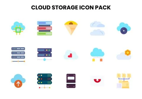 Cloud Storage Flat Graphics Icons Pack Stock Illustration
