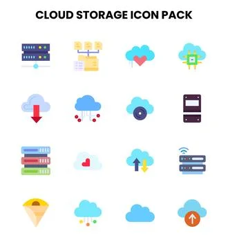Cloud Storage Flat Graphics Icons Pack イラスト素材