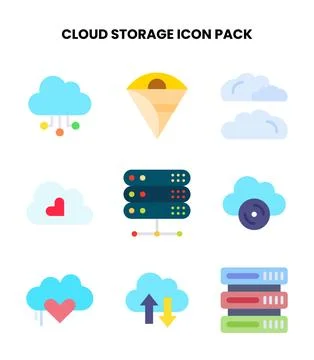 Cloud Storage Flat Icons Pack イラスト素材