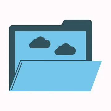 Cloud storage folder icon representing digital file management and internet.. Illustrazione stock