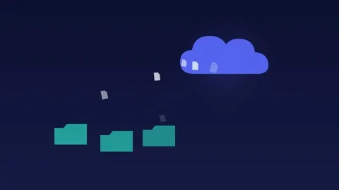 Cloud storage folders files flying indigo cloud loop Видео 342612130