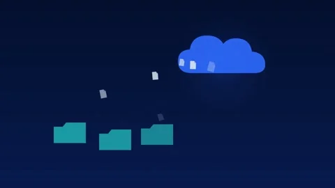 Cloud storage folders files flying cobalt cloud loop Stock Footage 342612132