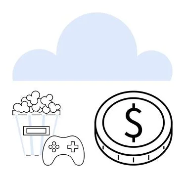 Cloud Storage for Gaming, Entertainment, and Digital Transactions Concept Stockillustratie