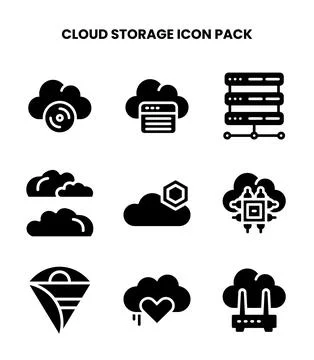 Cloud Storage Glyph Bundle Icons Pack イラスト素材
