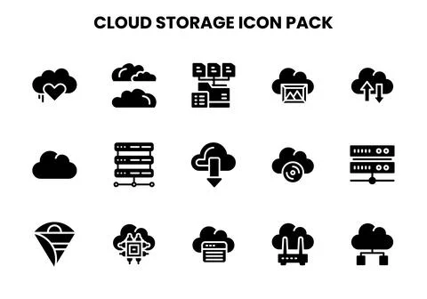 Cloud Storage Glyph Graphics Icons Pack イラスト素材