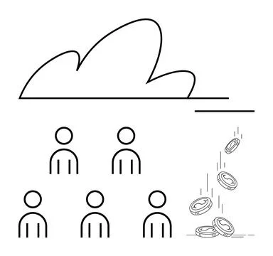 Cloud Storage with Group Collaboration and Financial Savings Benefits Stock Illustration