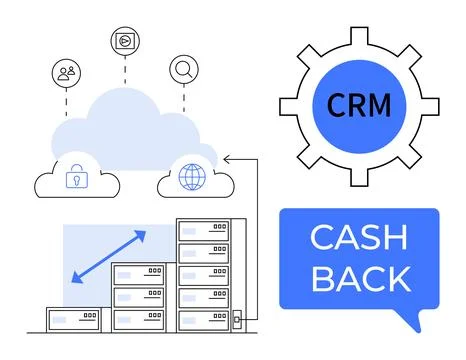 Cloud Storage Growth with CRM Integration and Cash Back Program for Secure .. 스톡 일러스트