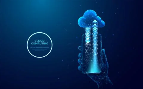 Cloud storage icon with arrows up and down on the smartphone screen Stock Illustration